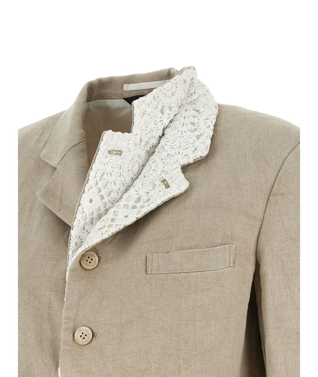 COMME DES GARÇONS Бежевый льняной жакет/пиджак, фото 5