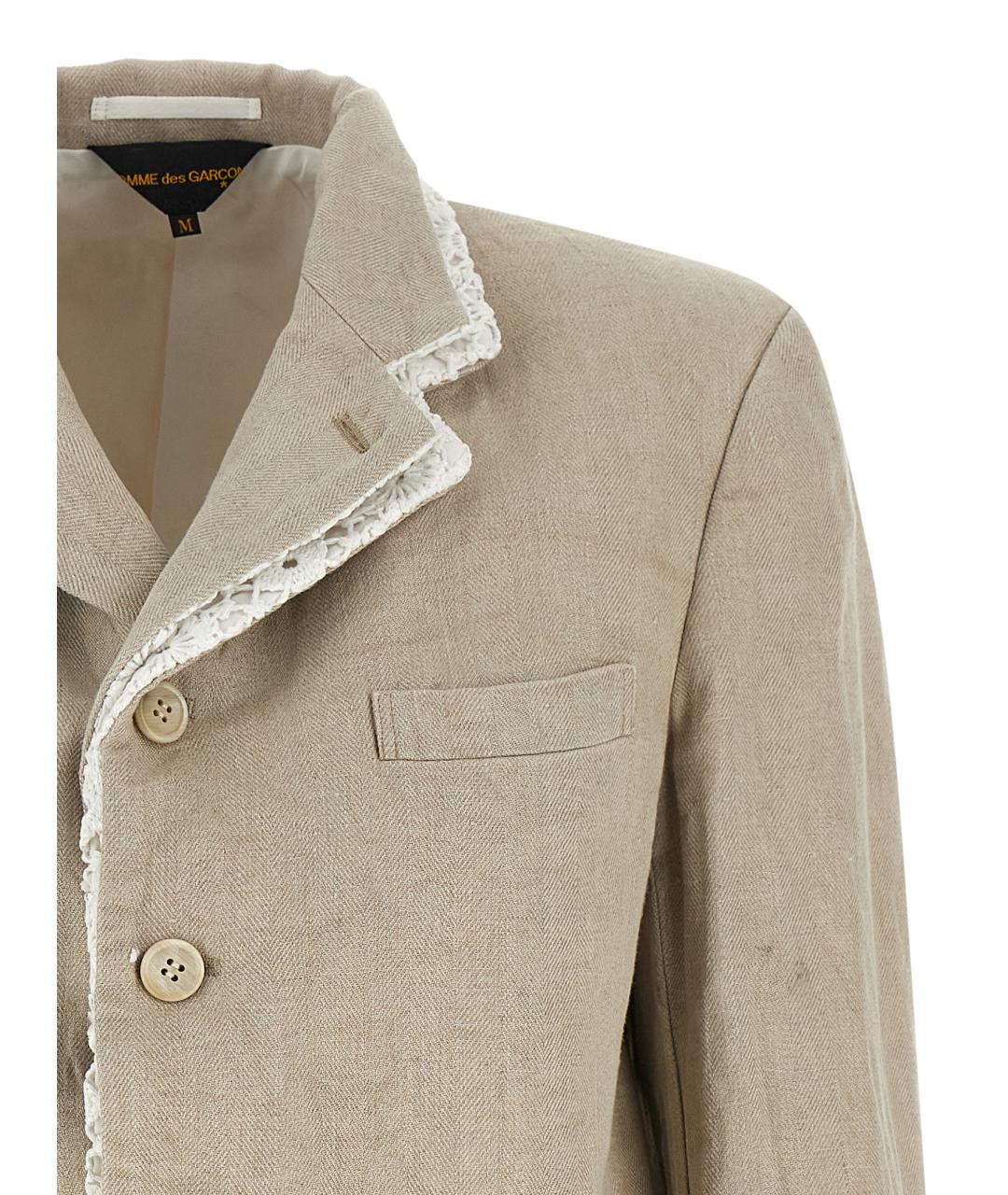 COMME DES GARÇONS Бежевый льняной жакет/пиджак, фото 3