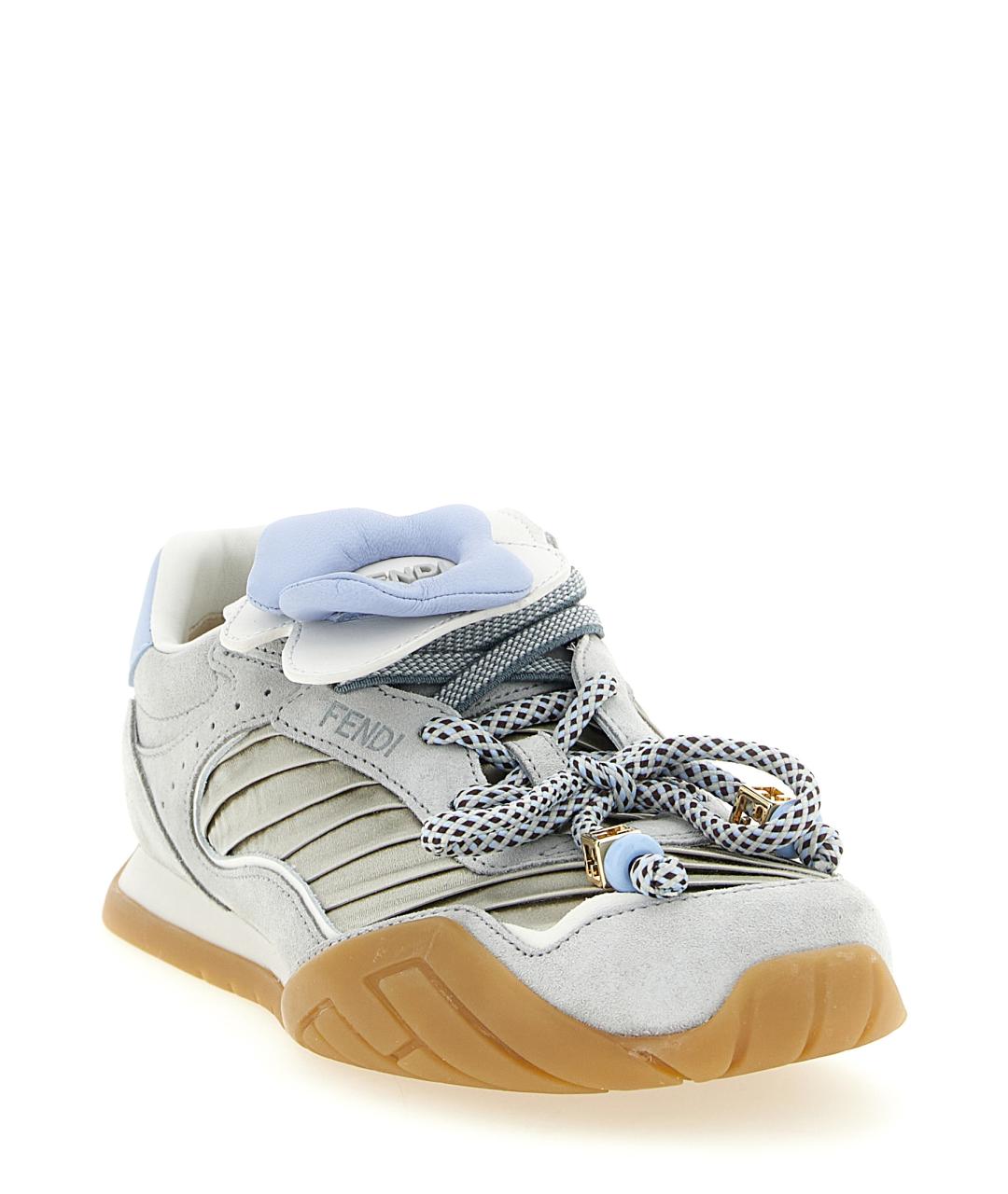 FENDI Серые замшевые кроссовки, фото 3