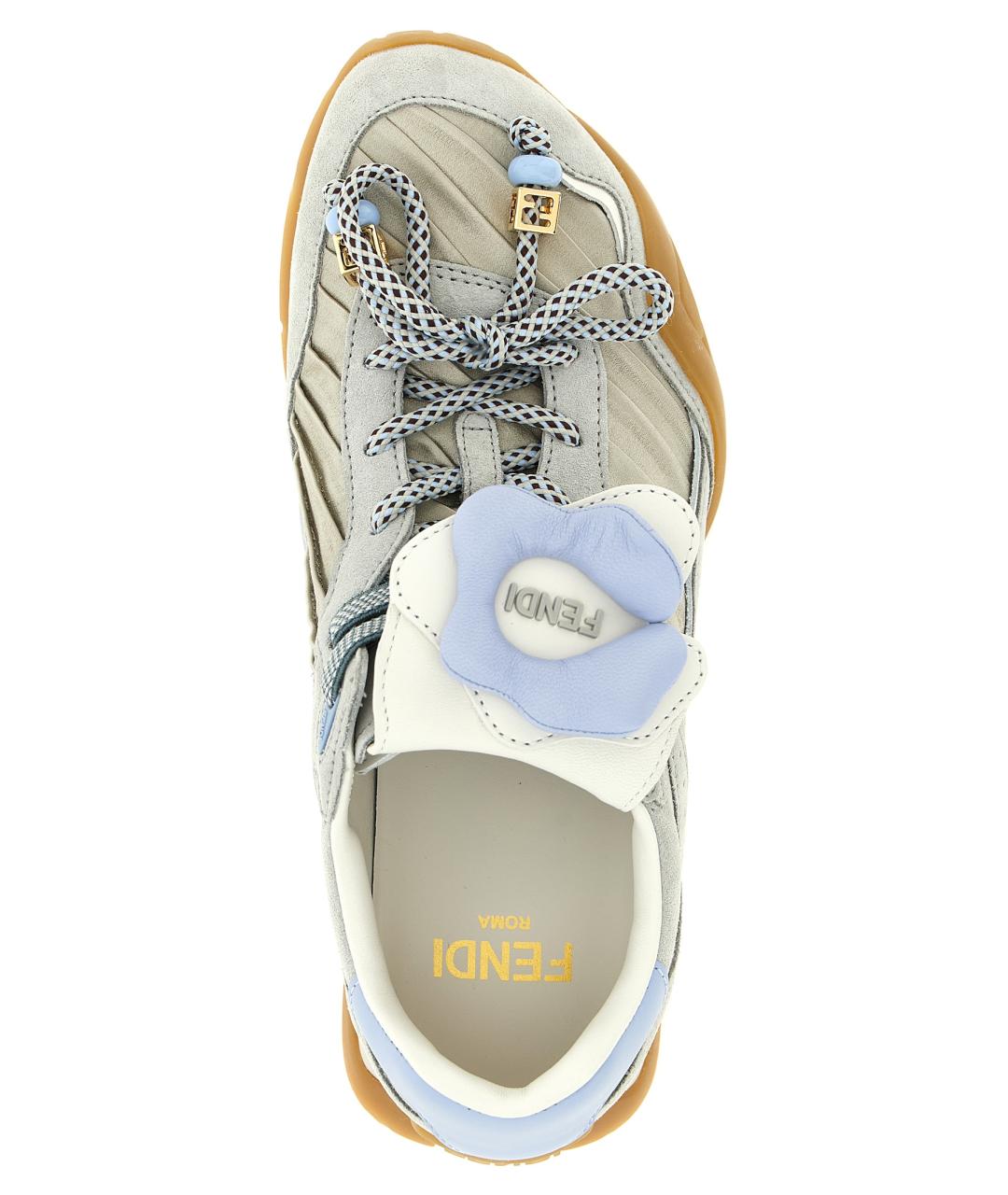 FENDI Серые замшевые кроссовки, фото 5