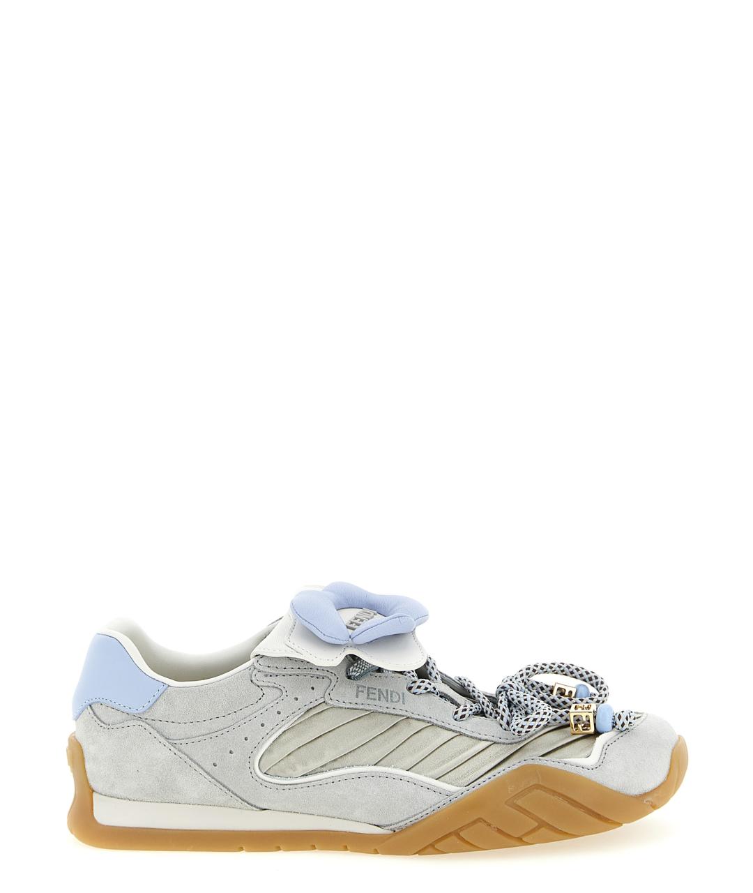FENDI Серые замшевые кроссовки, фото 1