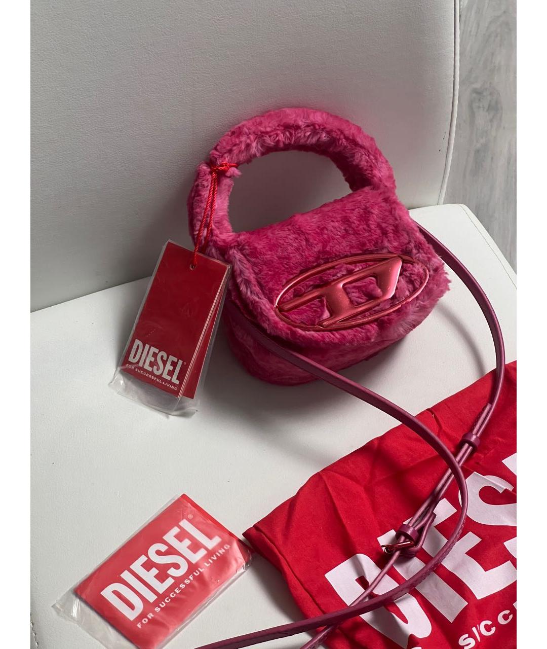 DIESEL Розовая меховая сумка через плечо, фото 6