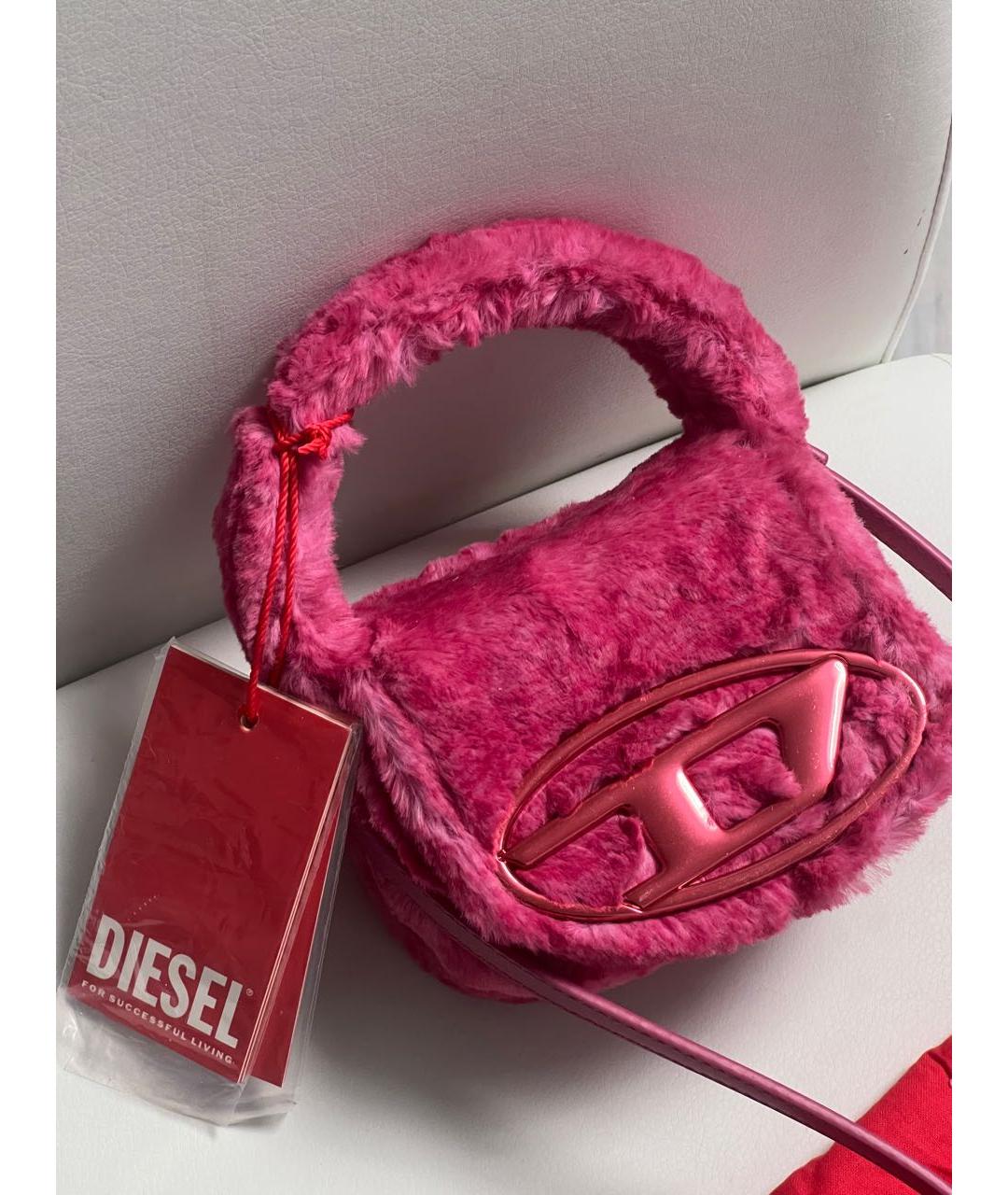 DIESEL Розовая меховая сумка через плечо, фото 2