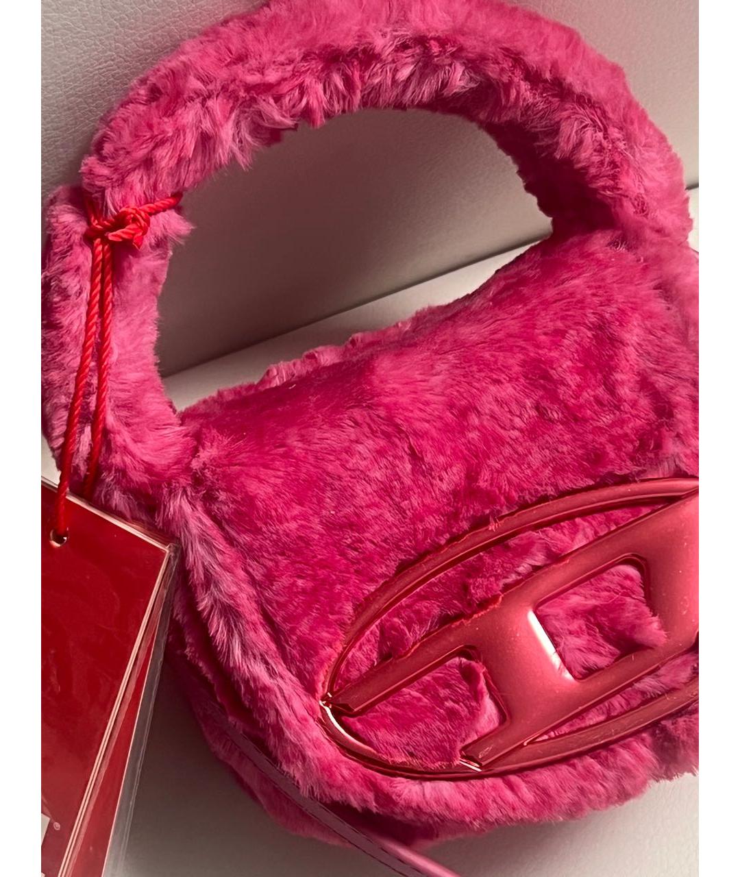 DIESEL Розовая меховая сумка через плечо, фото 5