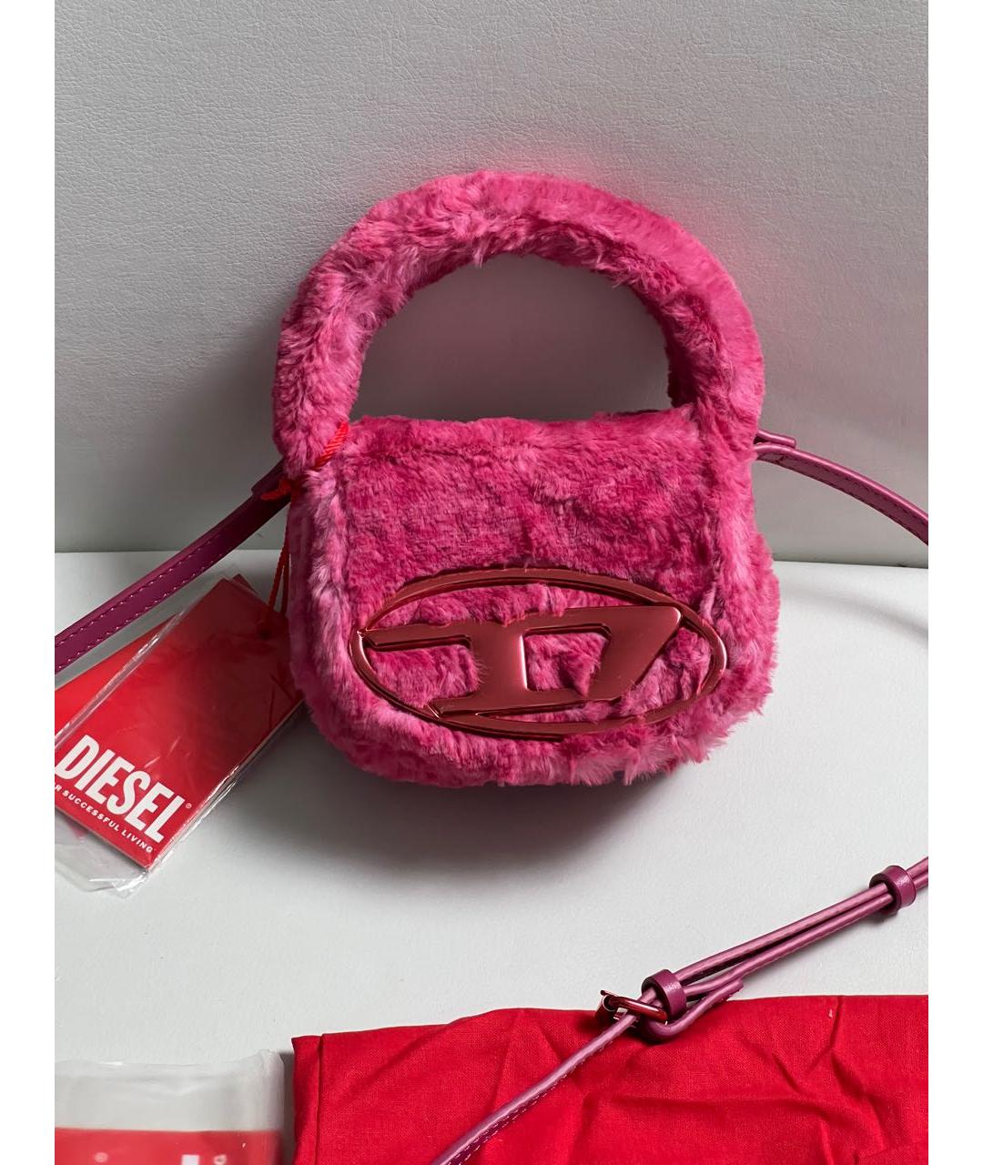 DIESEL Розовая меховая сумка через плечо, фото 8