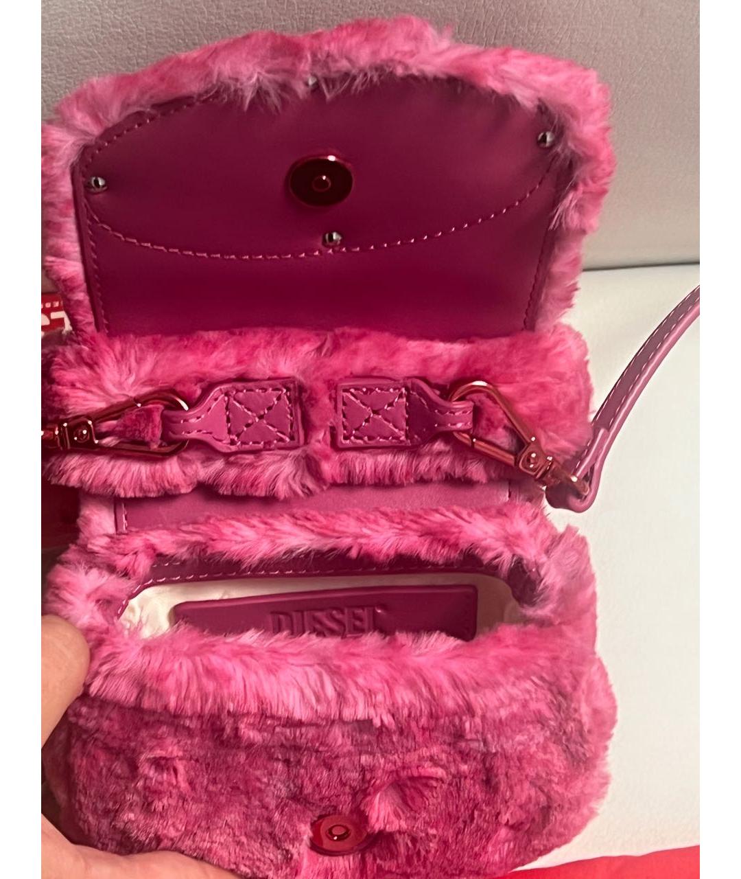 DIESEL Розовая меховая сумка через плечо, фото 4