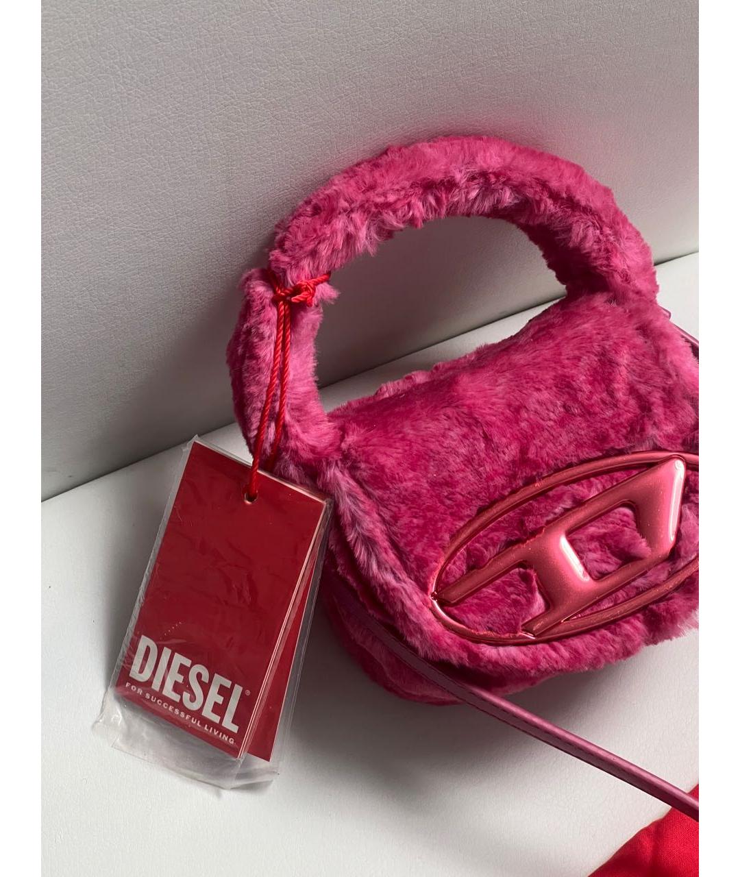 DIESEL Розовая меховая сумка через плечо, фото 7
