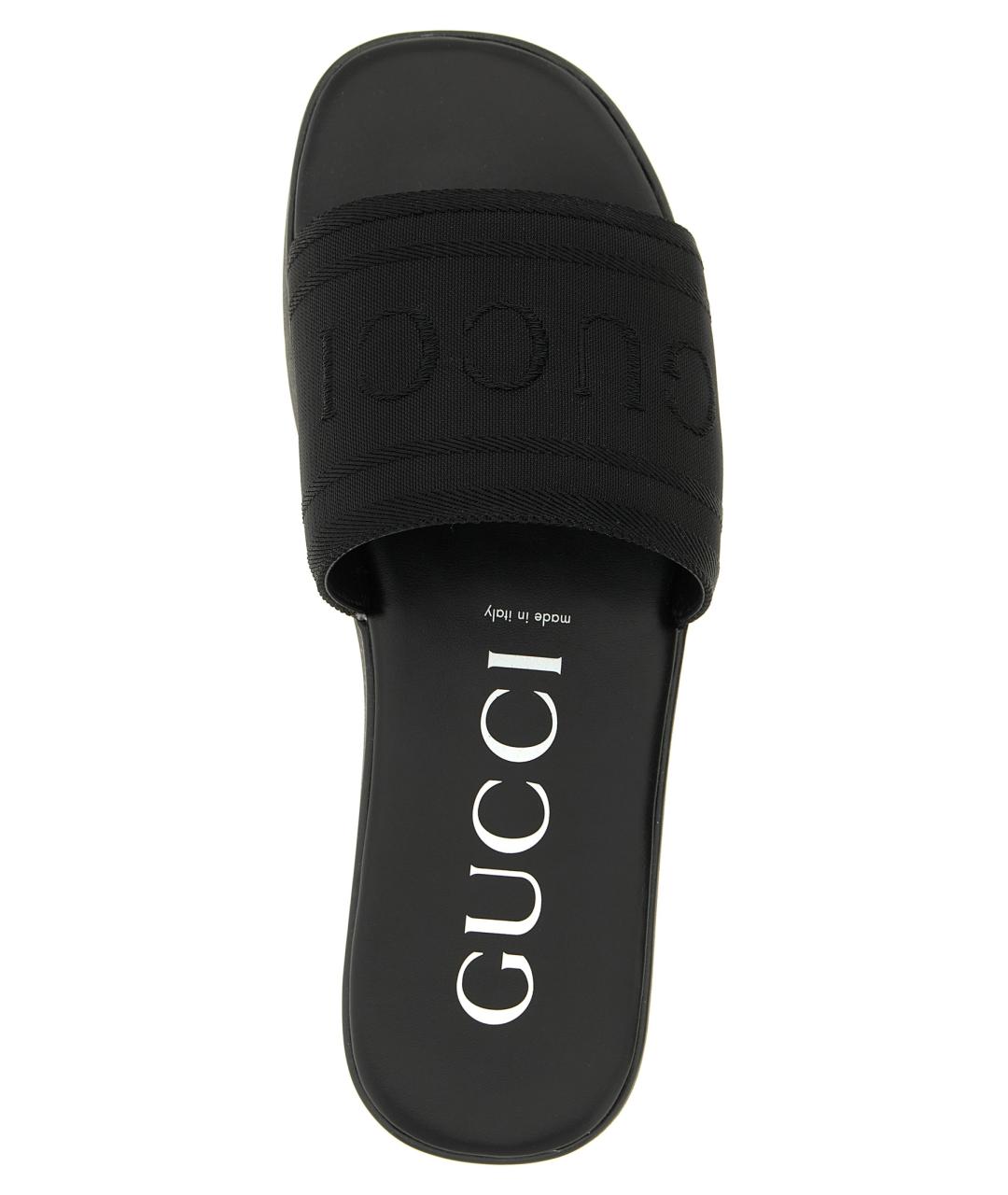 GUCCI Черные синтетические шлепанцы, фото 4