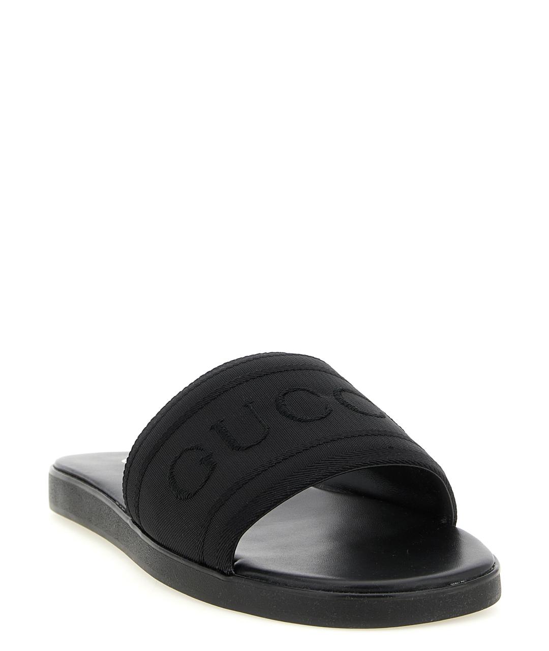 GUCCI Черные синтетические шлепанцы, фото 2