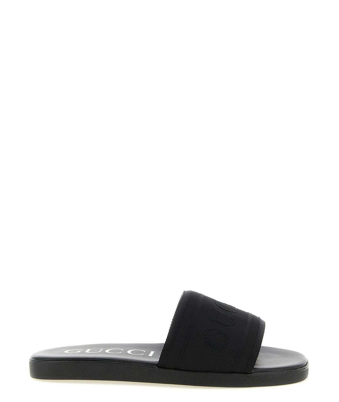 GUCCI Черные синтетические шлепанцы, фото 1
