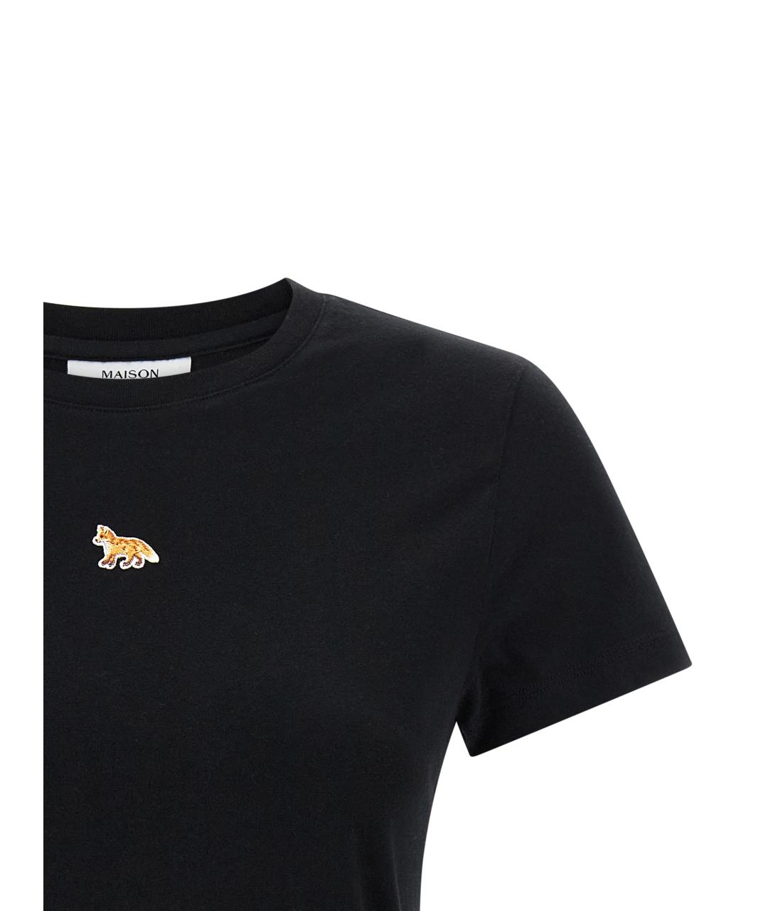 MAISON KITSUNE Черная хлопковая футболка, фото 3