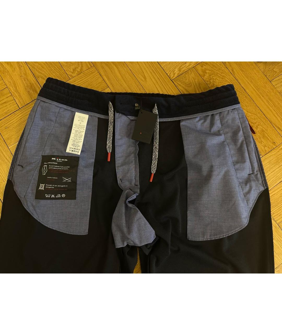 KITON Темно-синие хлопковые повседневные брюки, фото 3