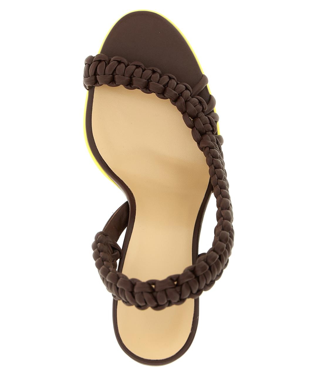 FENDI Коричневые кожаные босоножки, фото 4