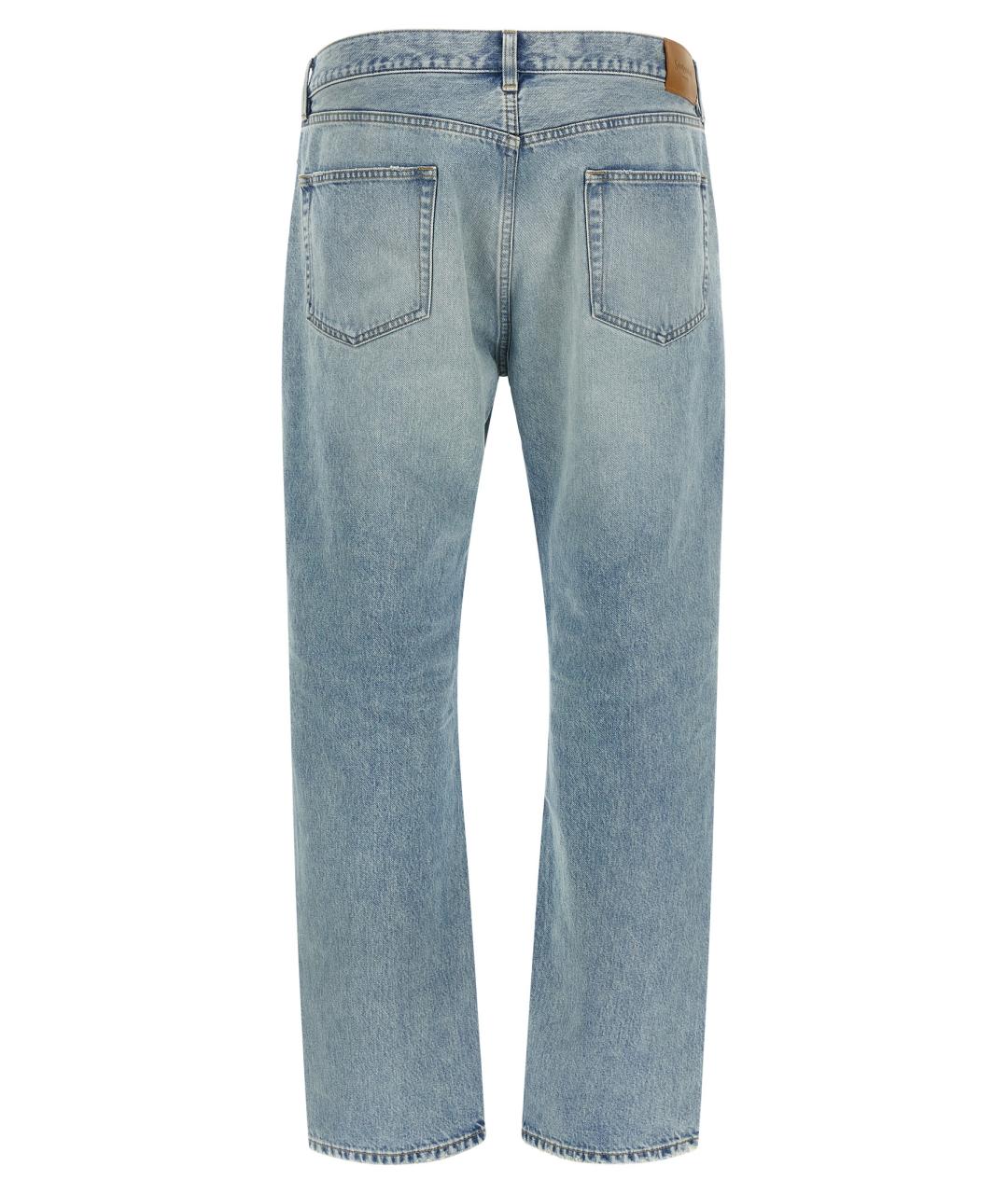 SAINT LAURENT Голубые хлопковые прямые джинсы, фото 2