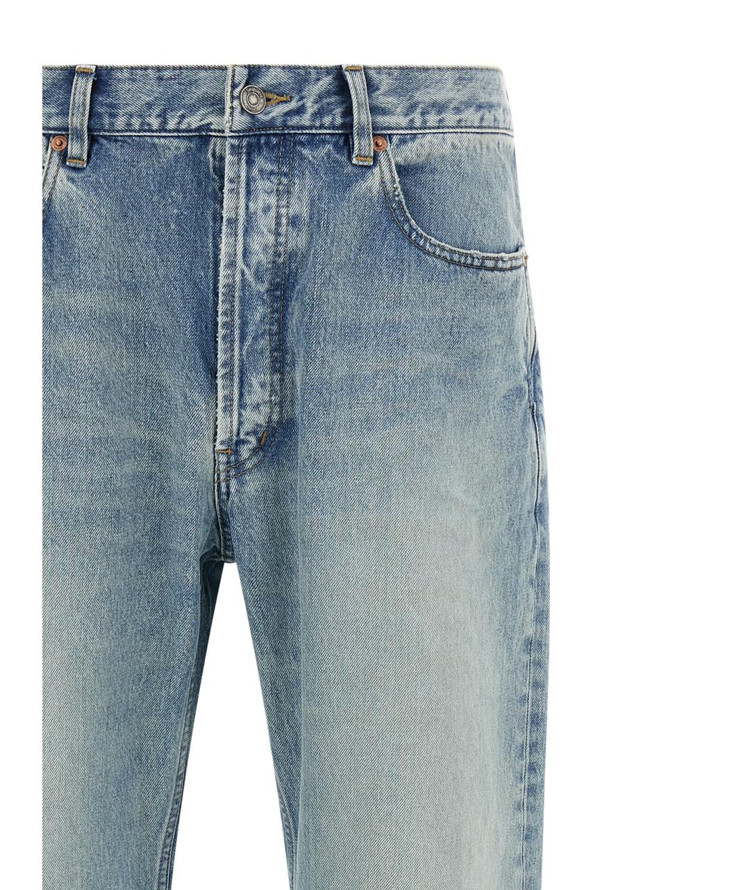 SAINT LAURENT Голубые хлопковые прямые джинсы, фото 3