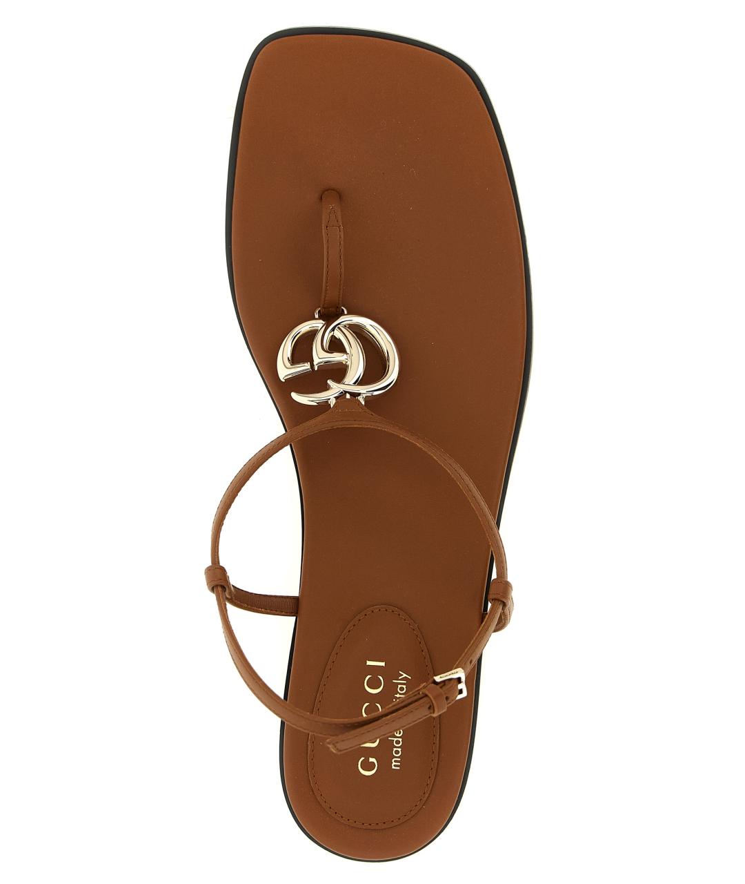 GUCCI Коричневые кожаные сандалии, фото 4