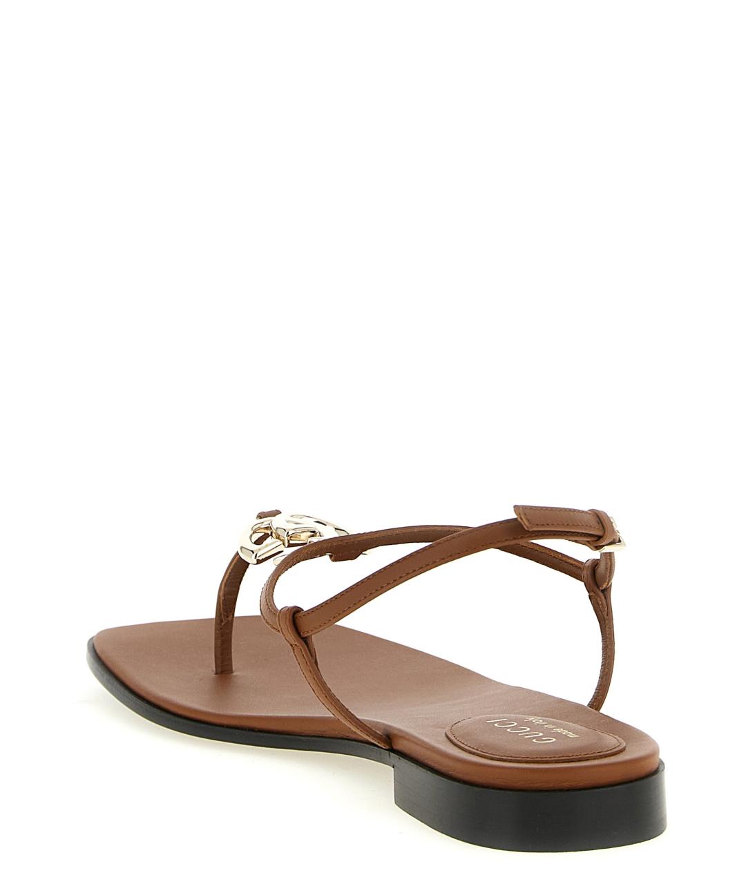 GUCCI Коричневые кожаные сандалии, фото 3