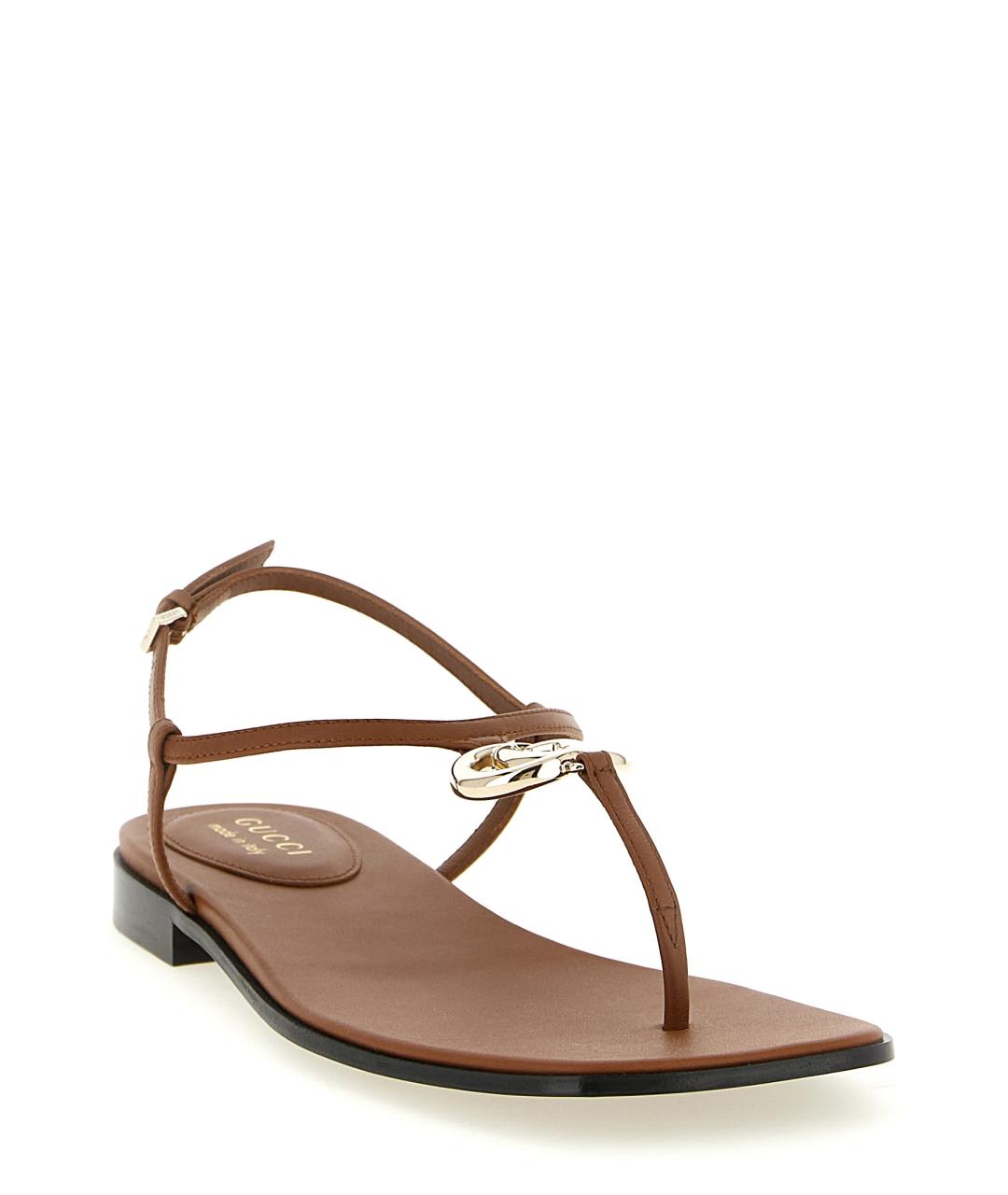 GUCCI Коричневые кожаные сандалии, фото 2