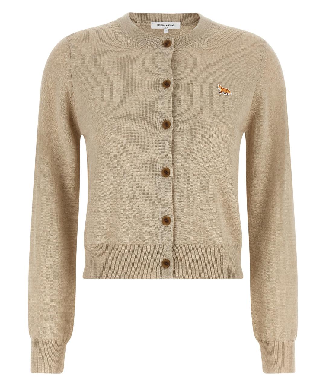 MAISON KITSUNE Бежевый шерстяной кардиган, фото 1