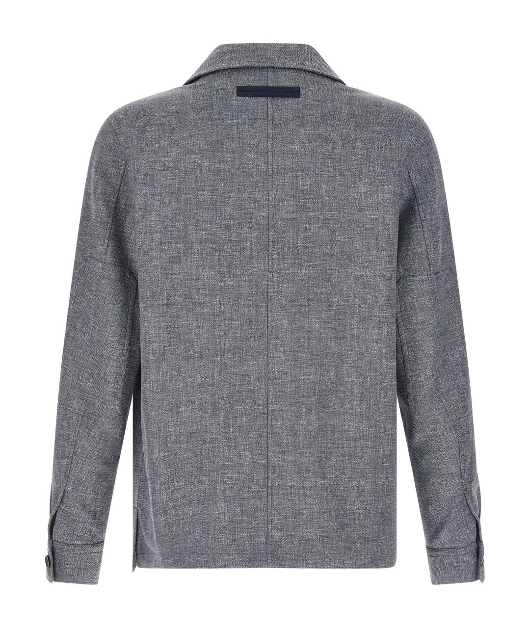 ZEGNA Синяя шерстяная кэжуал рубашка, фото 2
