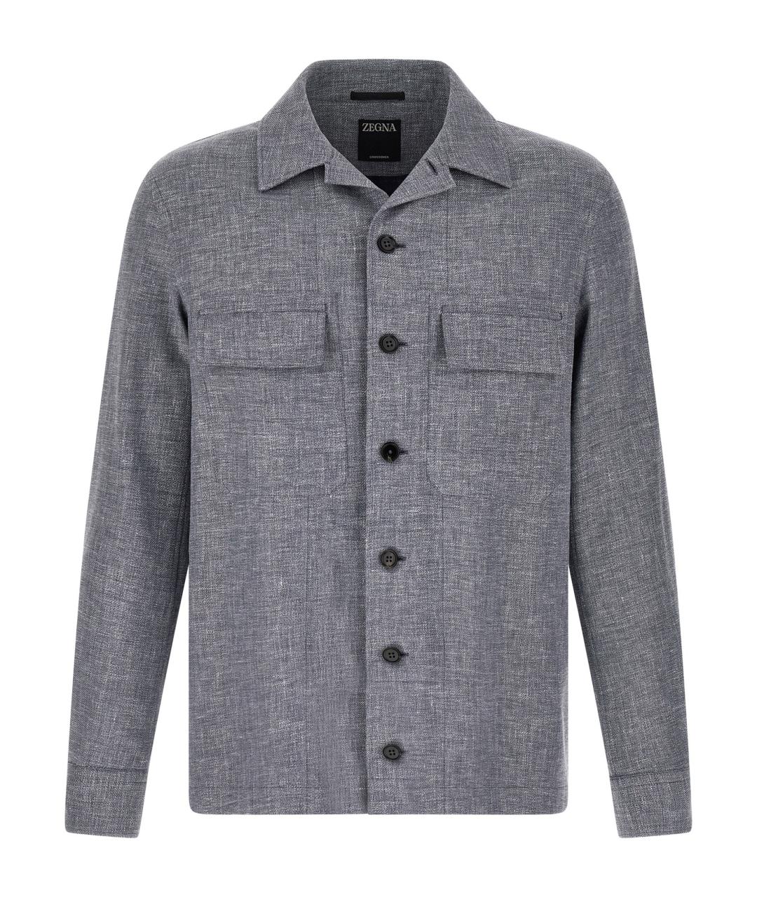 ZEGNA Синяя шерстяная кэжуал рубашка, фото 1