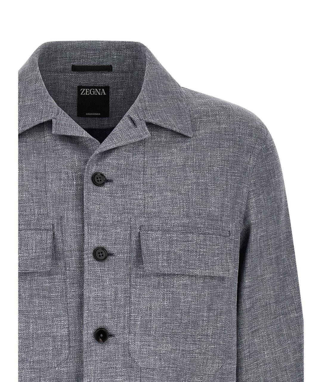 ZEGNA Синяя шерстяная кэжуал рубашка, фото 3