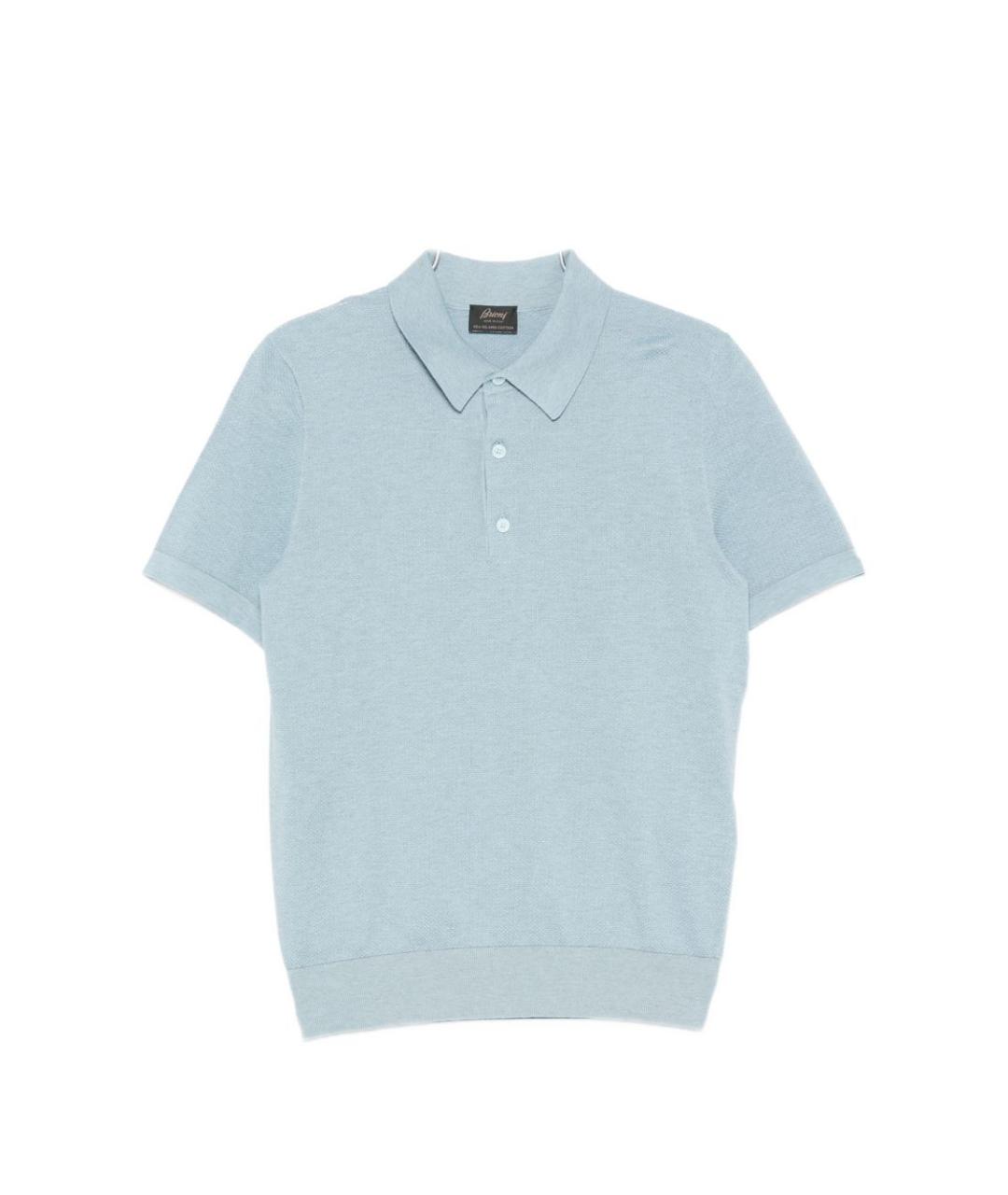 BRIONI Голубое хлопковое поло с коротким рукавом, фото 1