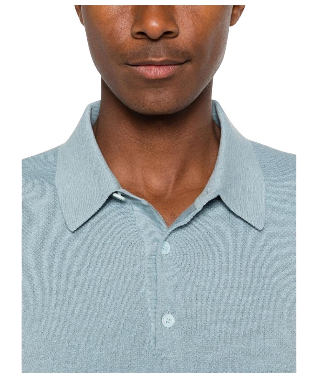 BRIONI Голубое хлопковое поло с коротким рукавом, фото 2
