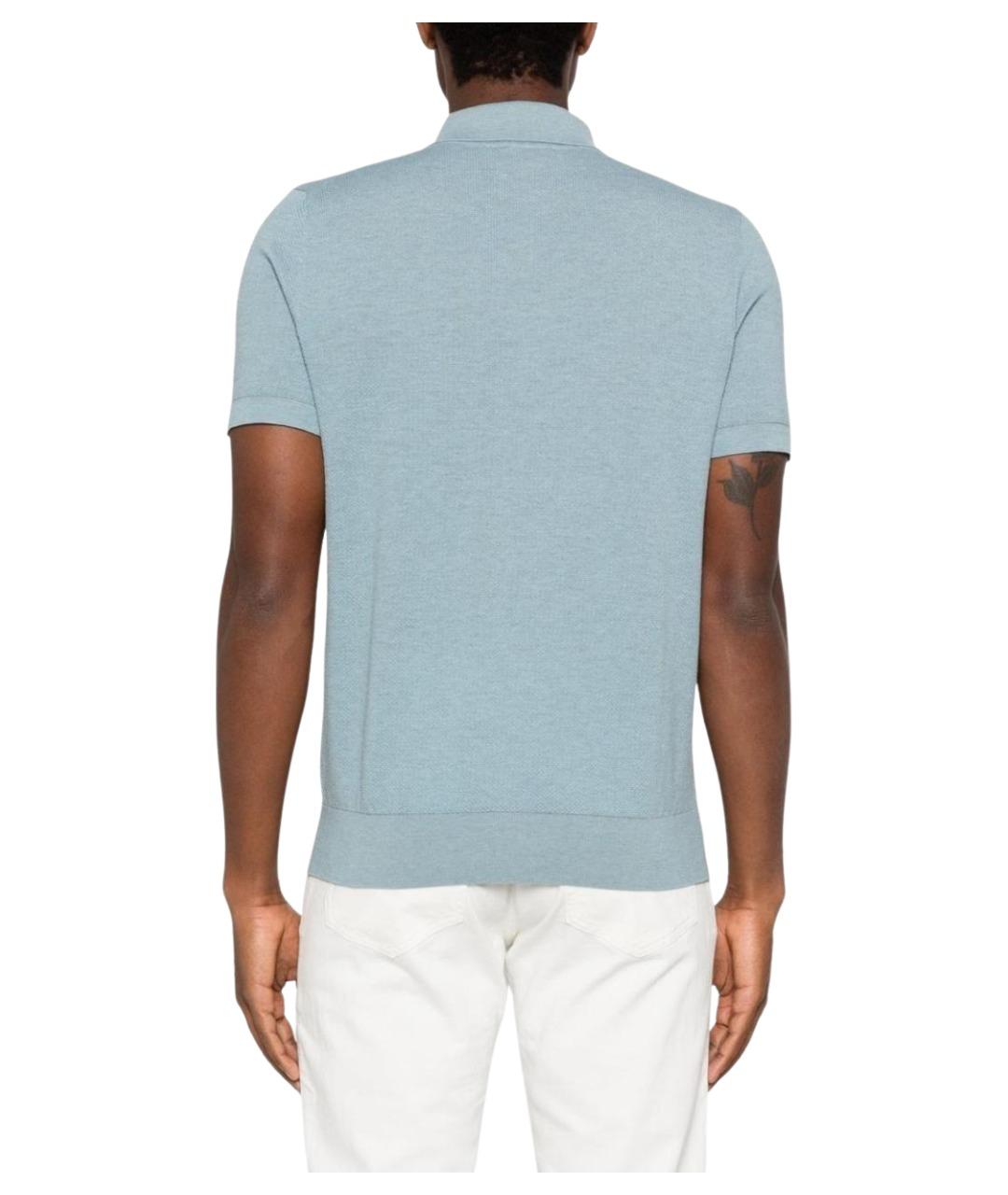 BRIONI Голубое хлопковое поло с коротким рукавом, фото 3