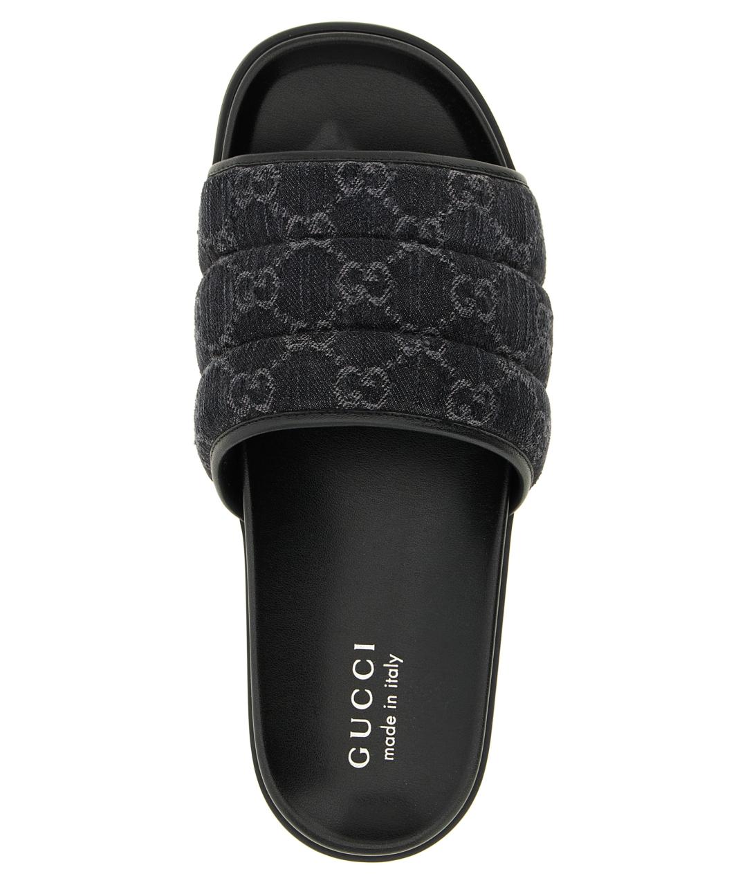 GUCCI Черные текстильные шлепанцы, фото 4