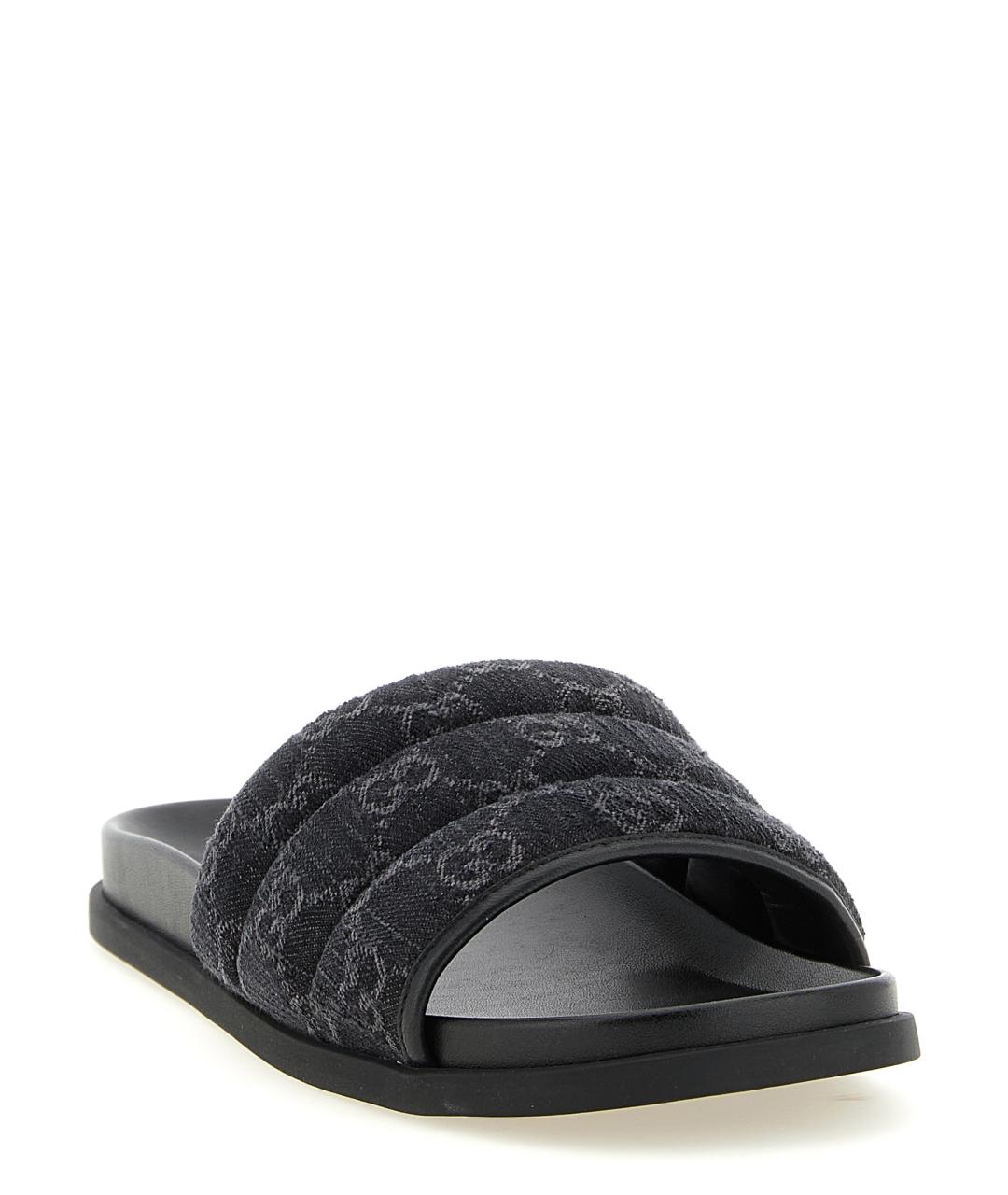 GUCCI Черные текстильные шлепанцы, фото 2
