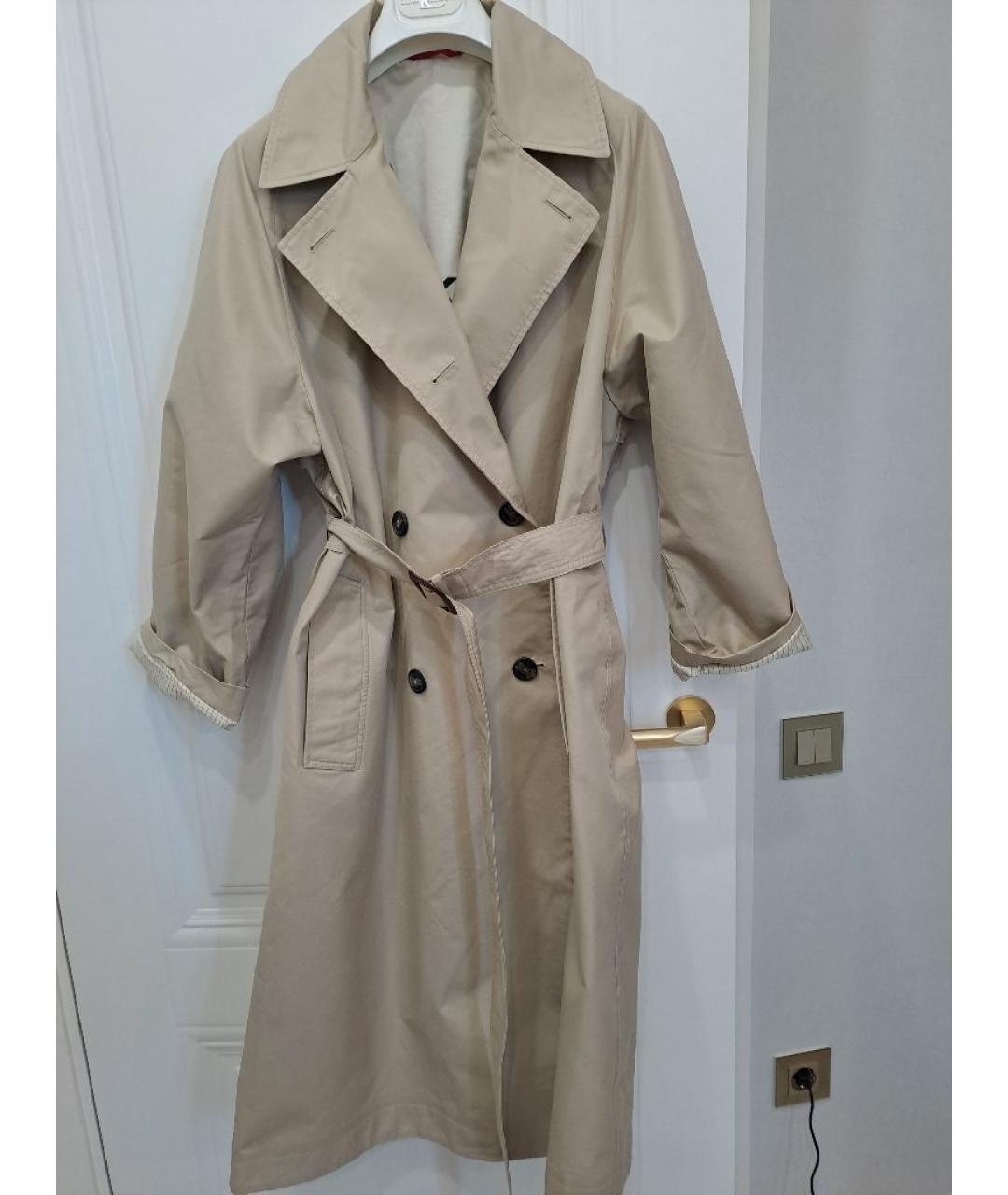 WEEKEND MAX MARA Бежевый хлопковый тренч/плащ, фото 4