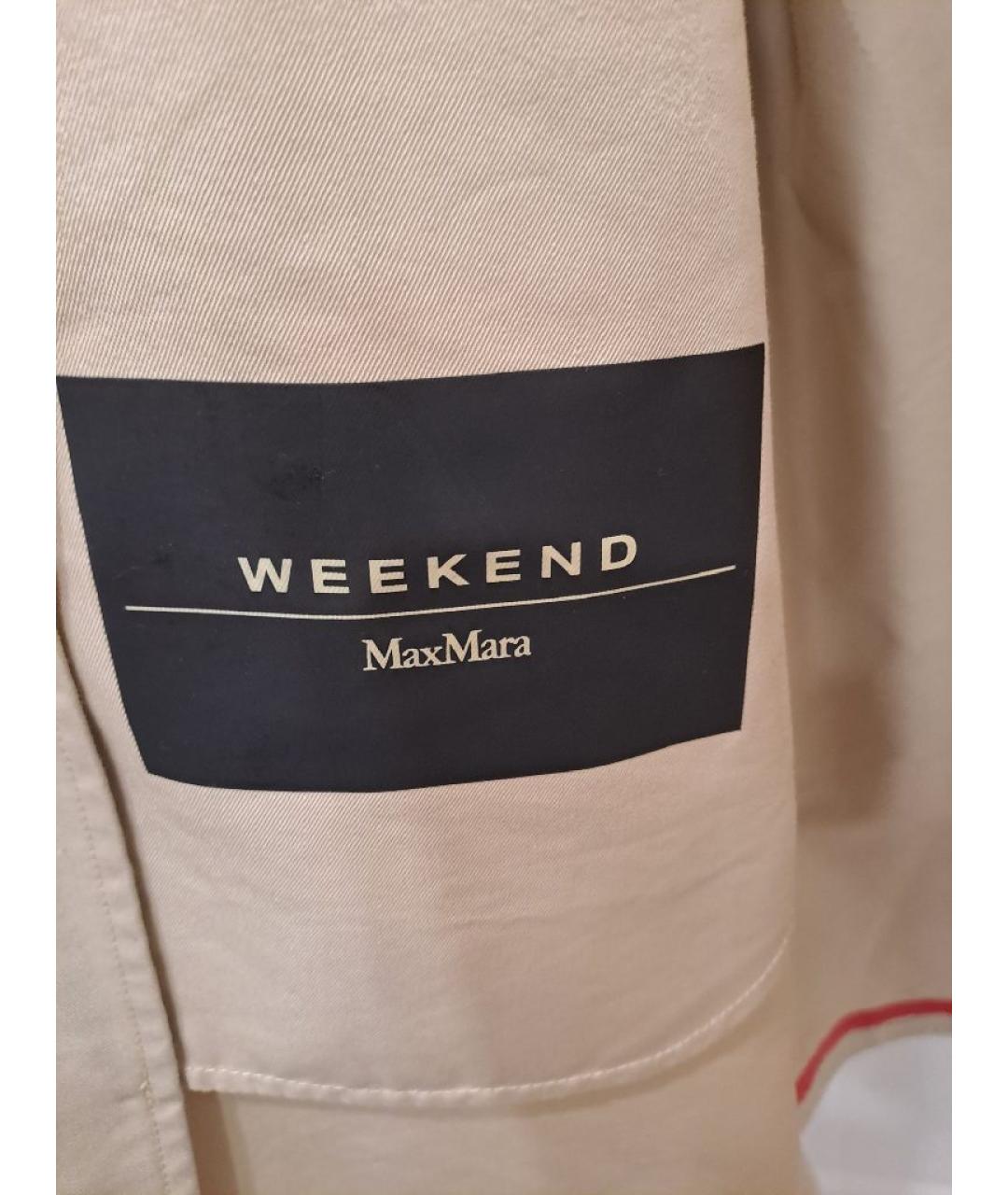 WEEKEND MAX MARA Бежевый хлопковый тренч/плащ, фото 3