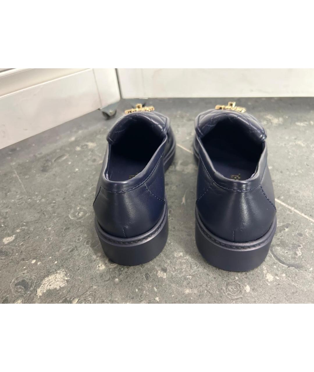 CHANEL Темно-синие кожаные лоферы, фото 5