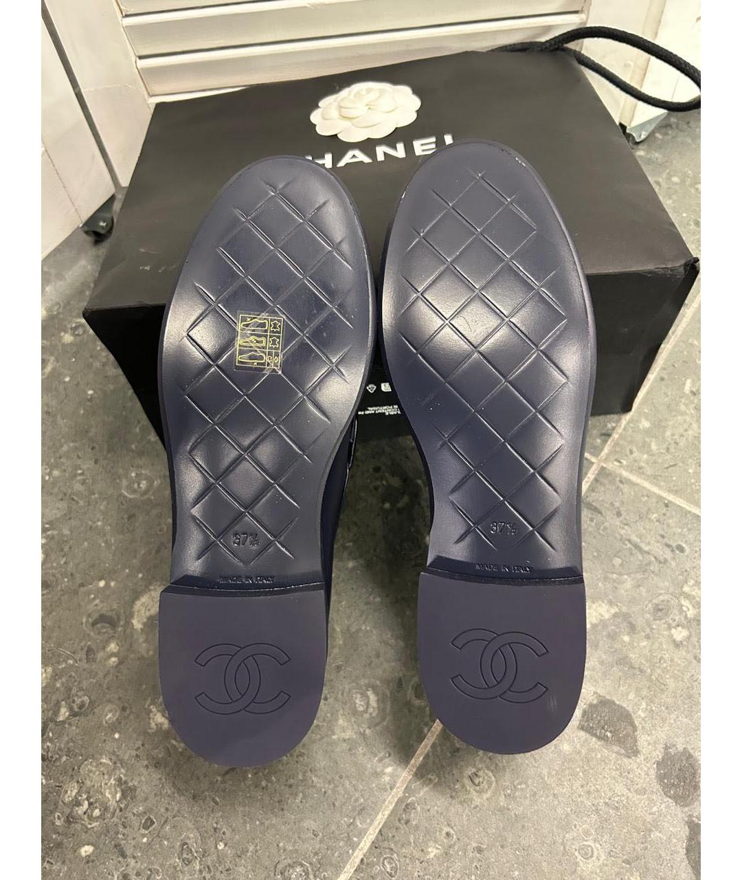 CHANEL Темно-синие кожаные лоферы, фото 2