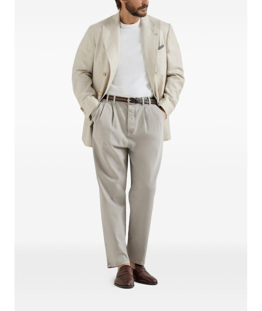 BRUNELLO CUCINELLI Серые хлопковые прямые джинсы, фото 3