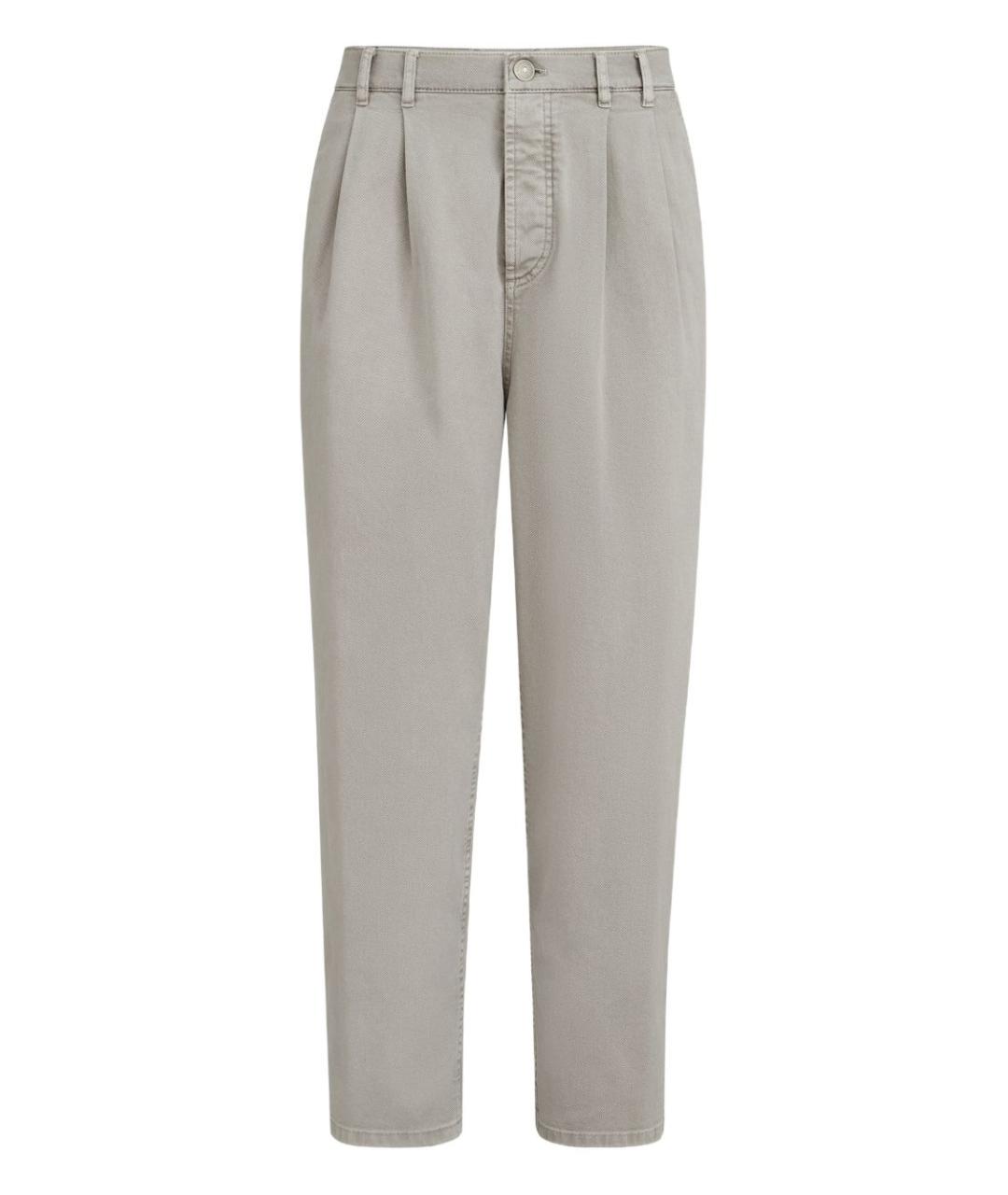 BRUNELLO CUCINELLI Серые хлопковые прямые джинсы, фото 1