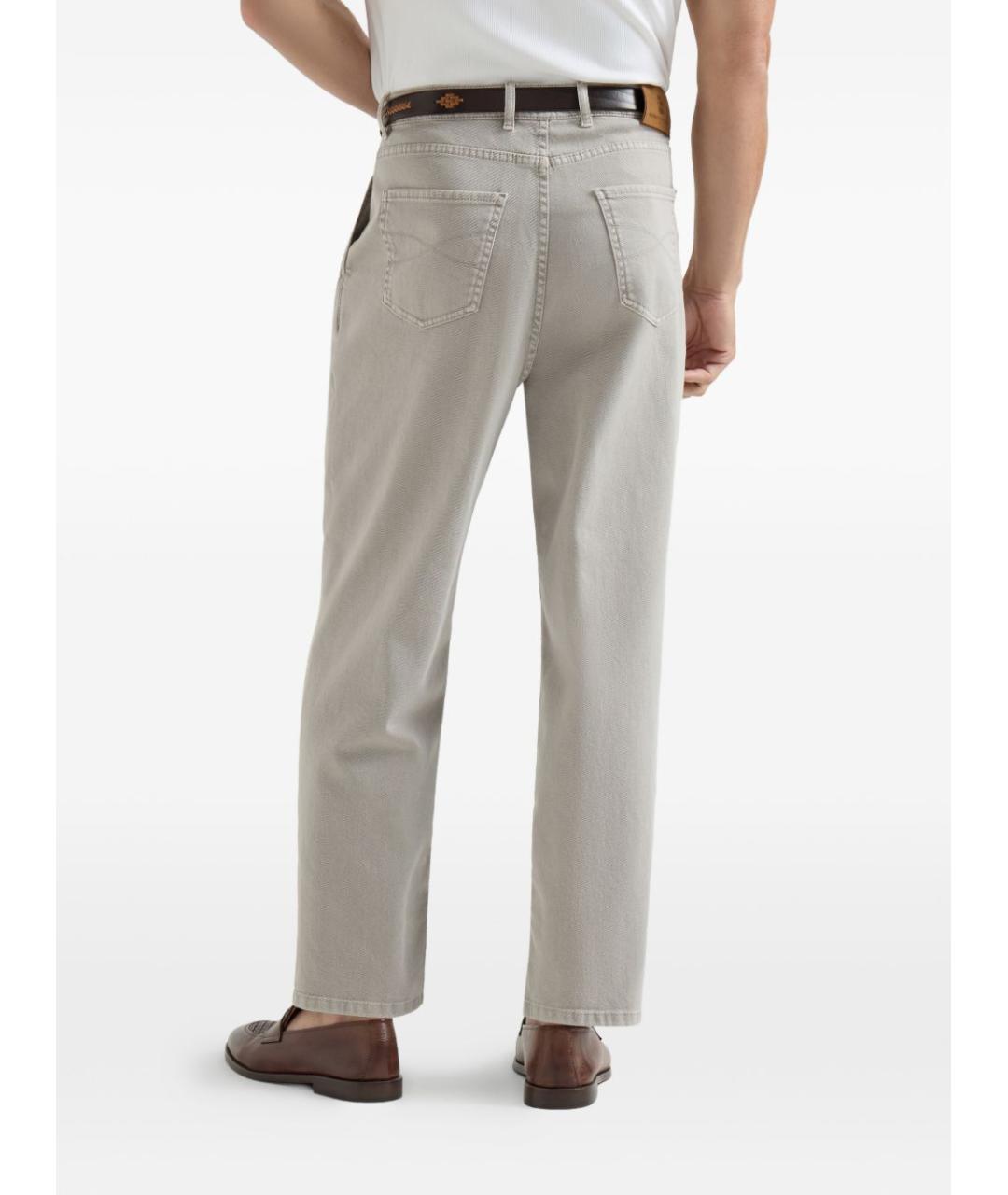 BRUNELLO CUCINELLI Серые хлопковые прямые джинсы, фото 4