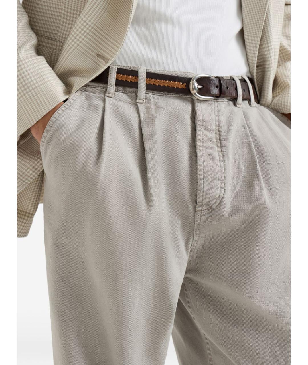 BRUNELLO CUCINELLI Серые хлопковые прямые джинсы, фото 2