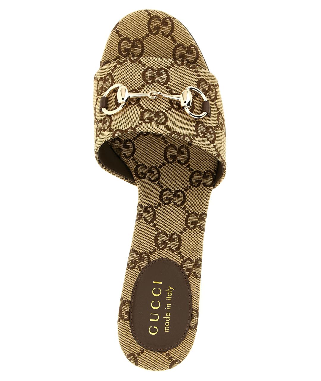 GUCCI Бежевые текстильные сандалии, фото 4