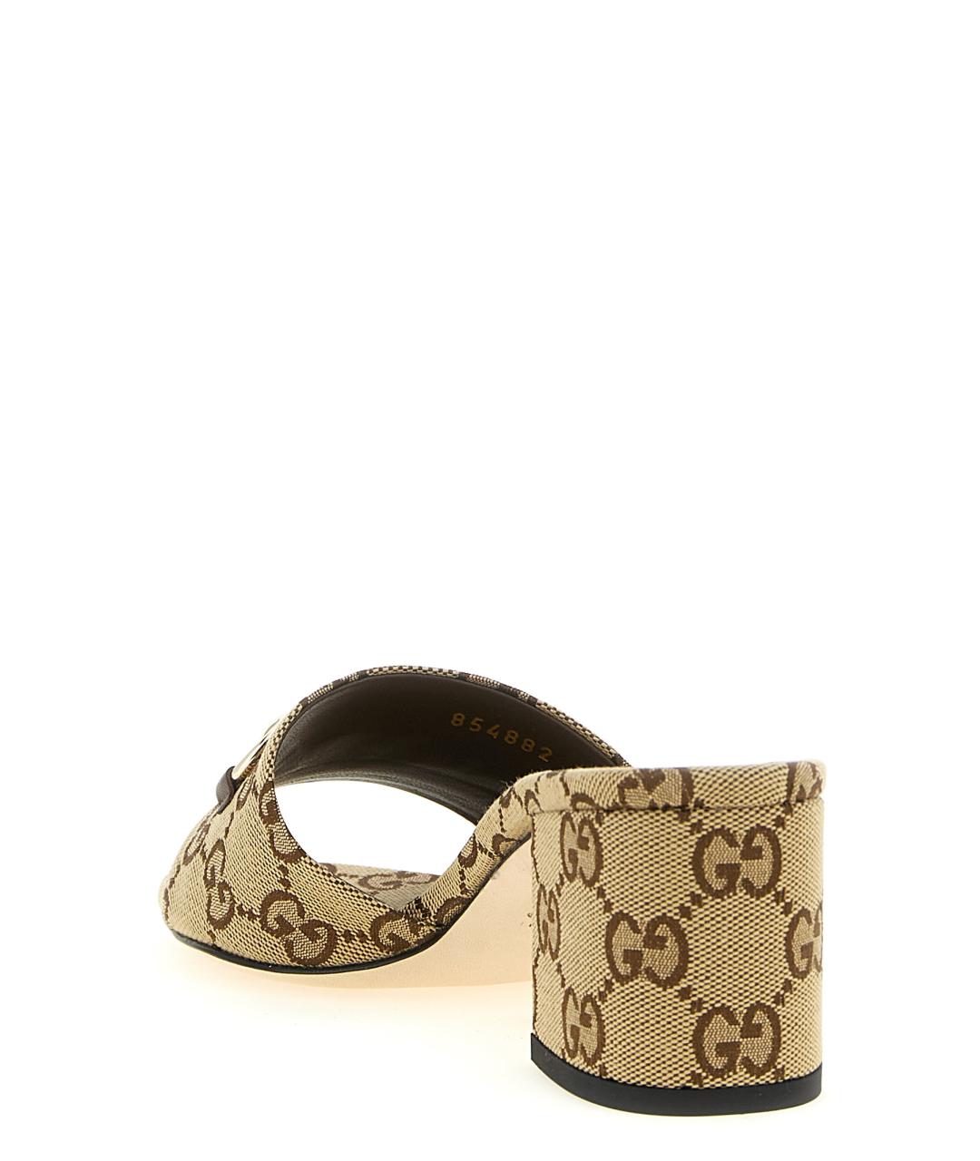 GUCCI Бежевые текстильные сандалии, фото 3