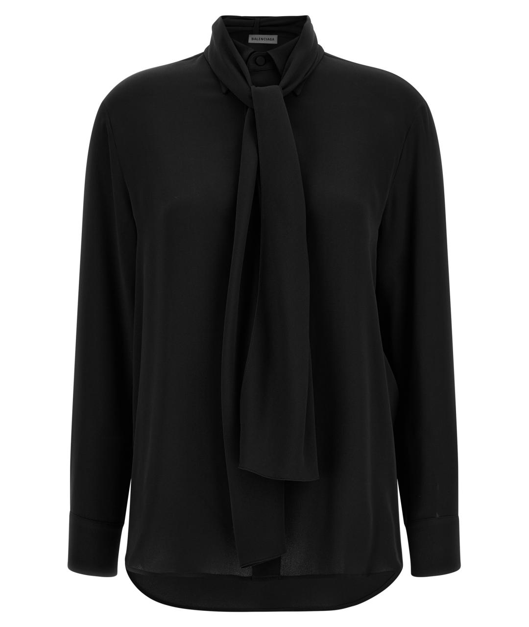 BALENCIAGA Черная шелковая блузы, фото 1