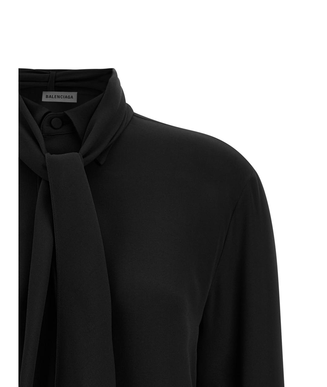BALENCIAGA Черная шелковая блузы, фото 3