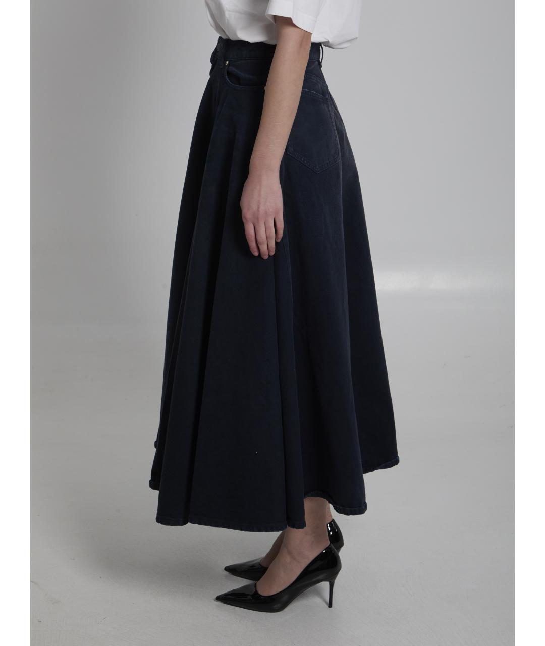 BALENCIAGA Синяя хлопковая юбка миди, фото 4