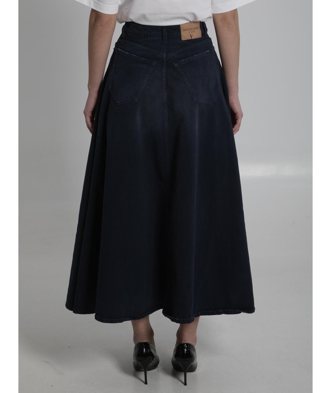 BALENCIAGA Синяя хлопковая юбка миди, фото 5
