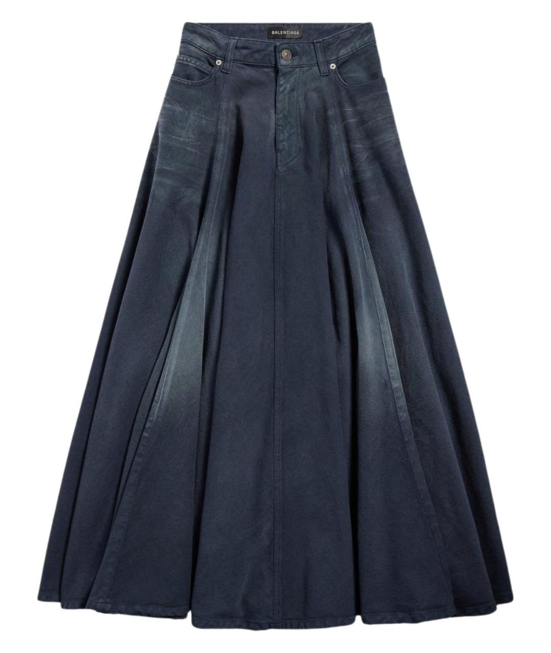 BALENCIAGA Синяя хлопковая юбка миди, фото 1