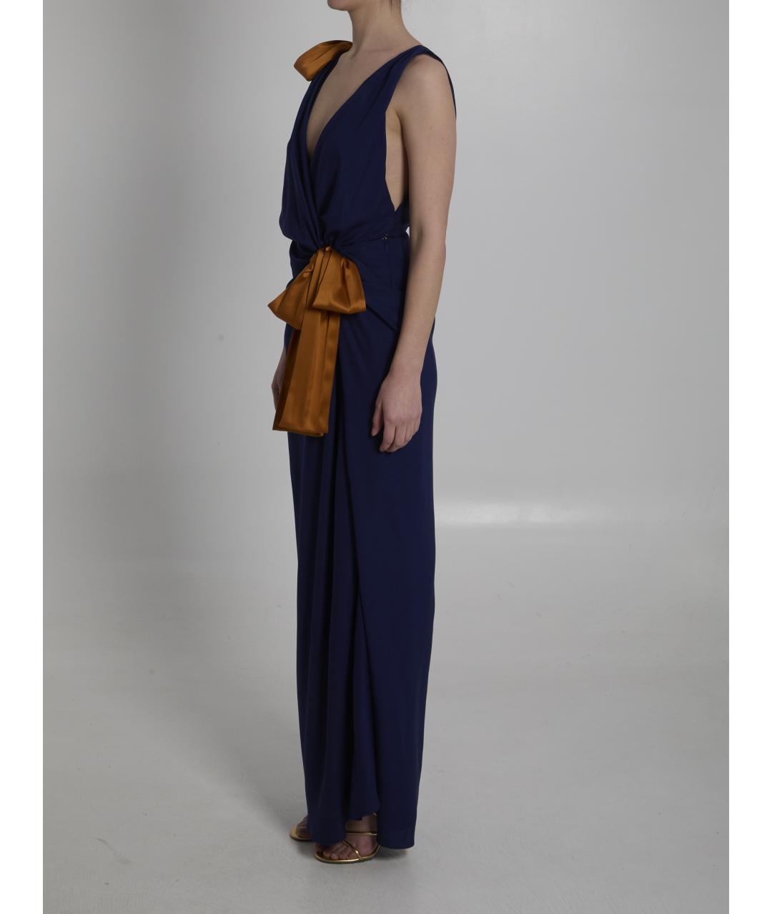 SAINT LAURENT Синее шелковое вечернее платье, фото 3
