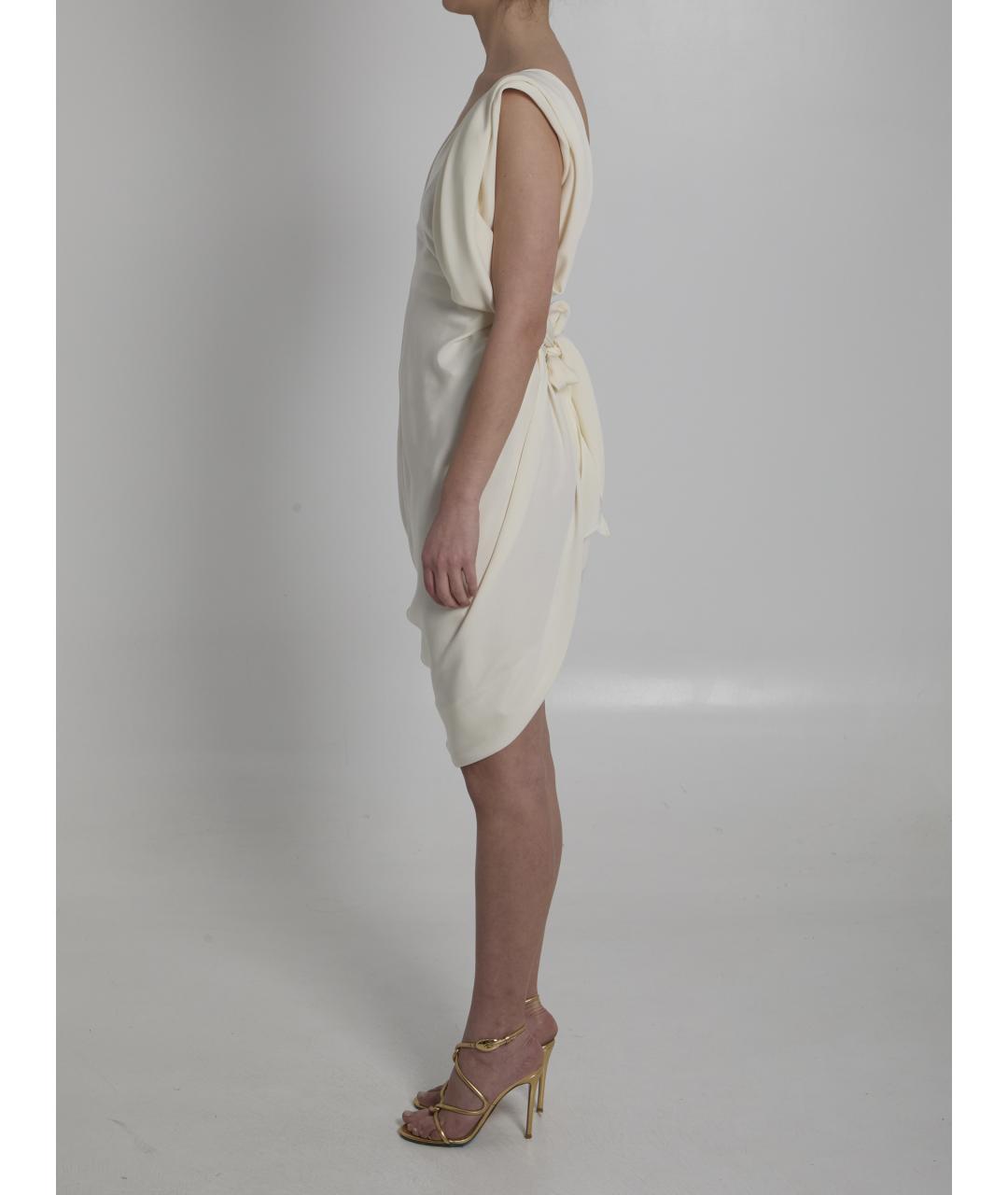 VERSACE Бежевое шелковое повседневное платье, фото 3