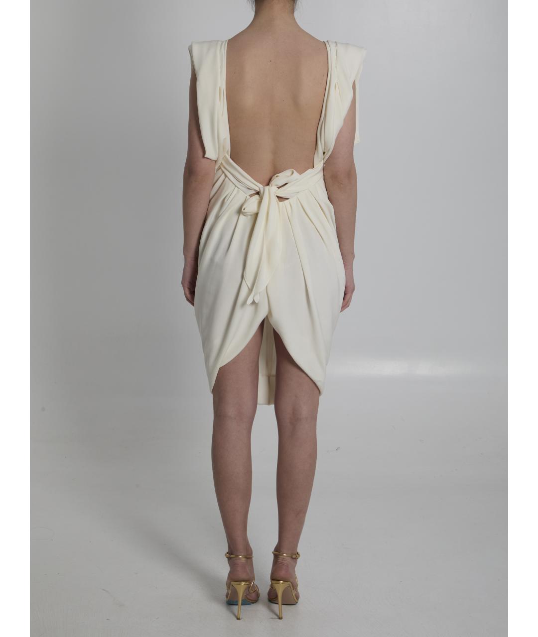 VERSACE Бежевое шелковое повседневное платье, фото 4