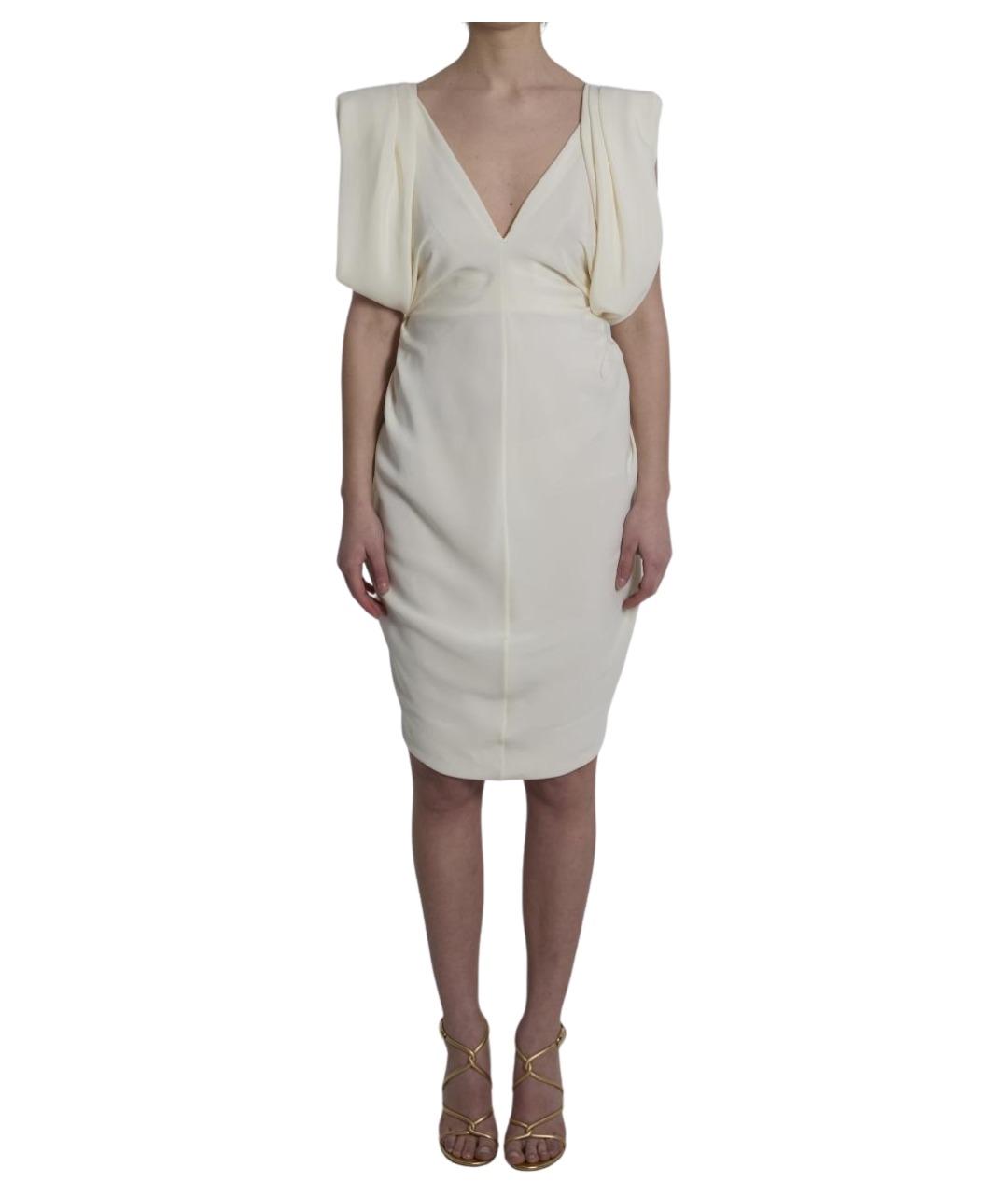 VERSACE Бежевое шелковое повседневное платье, фото 1